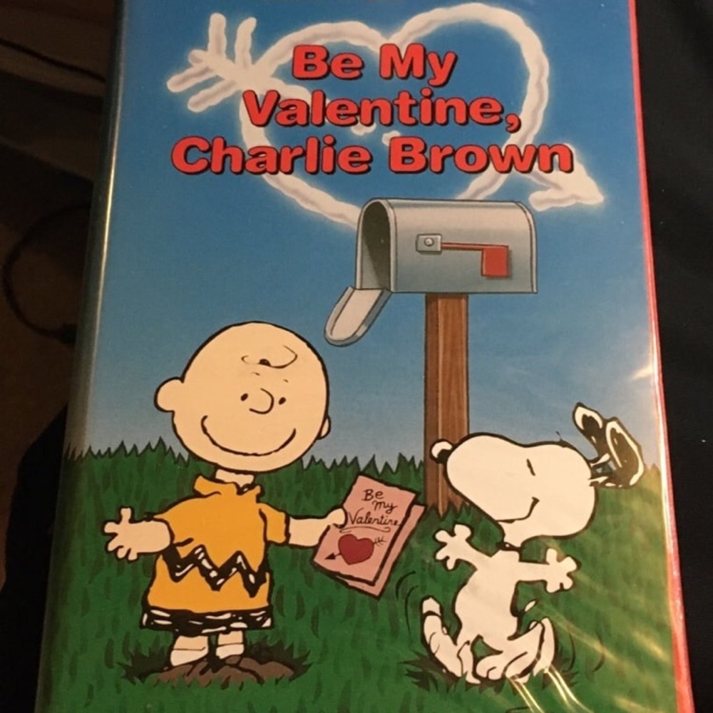 Be My Valentine Charlie Brown VHS Cover - Peanuts Artwork - Blue/Green
